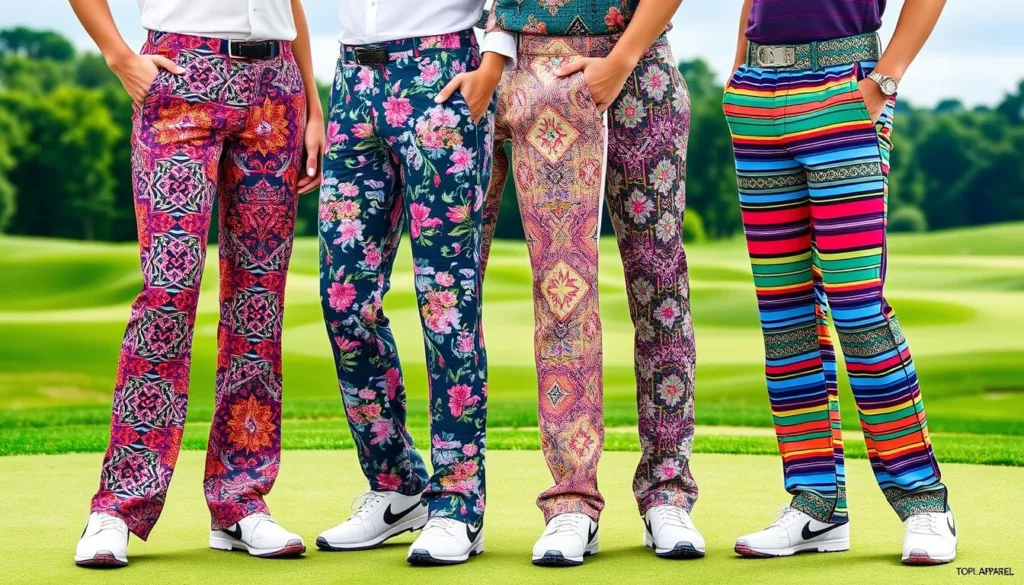 patterns and prints in golf pants